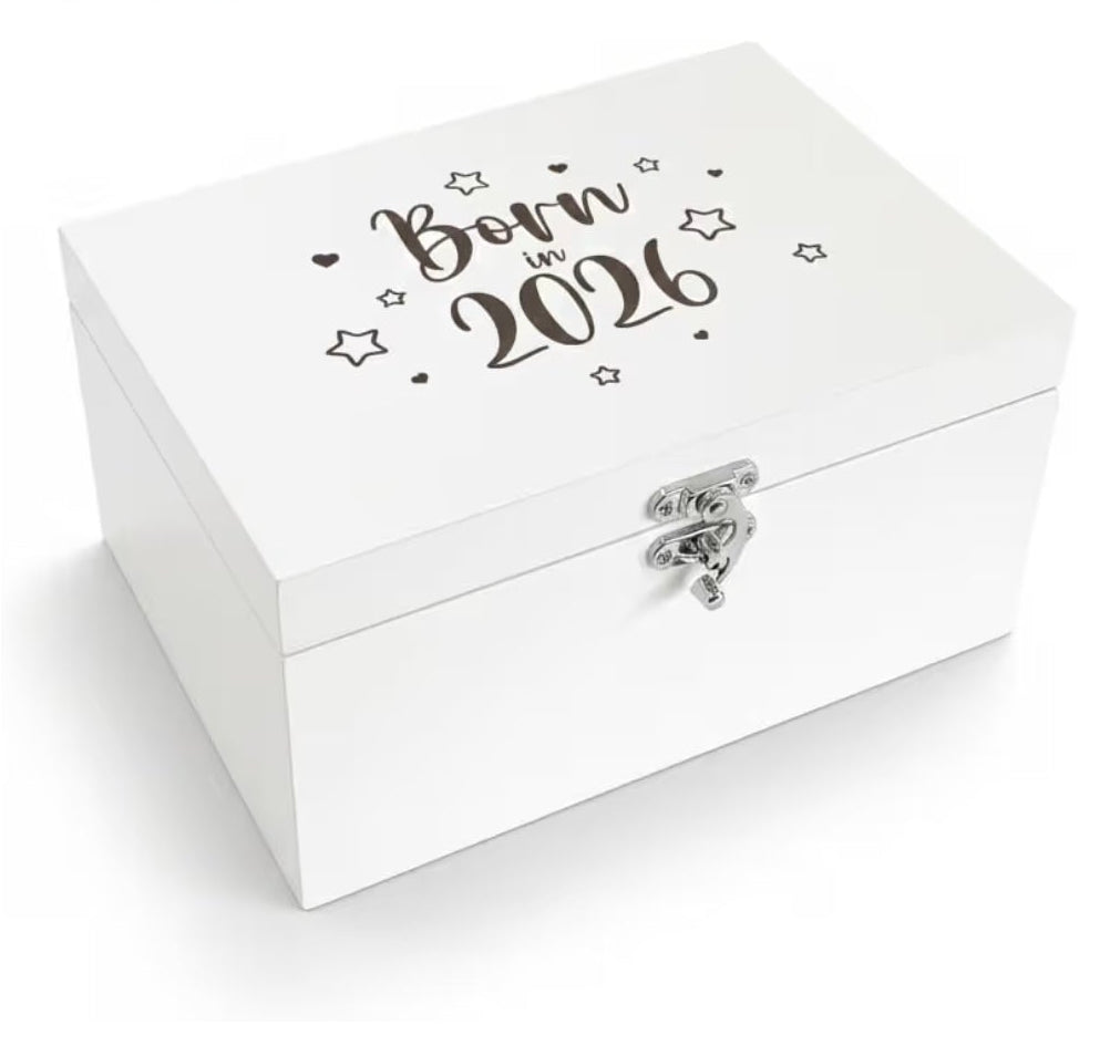 "Born in 2026" Engraved Baby Memory Box