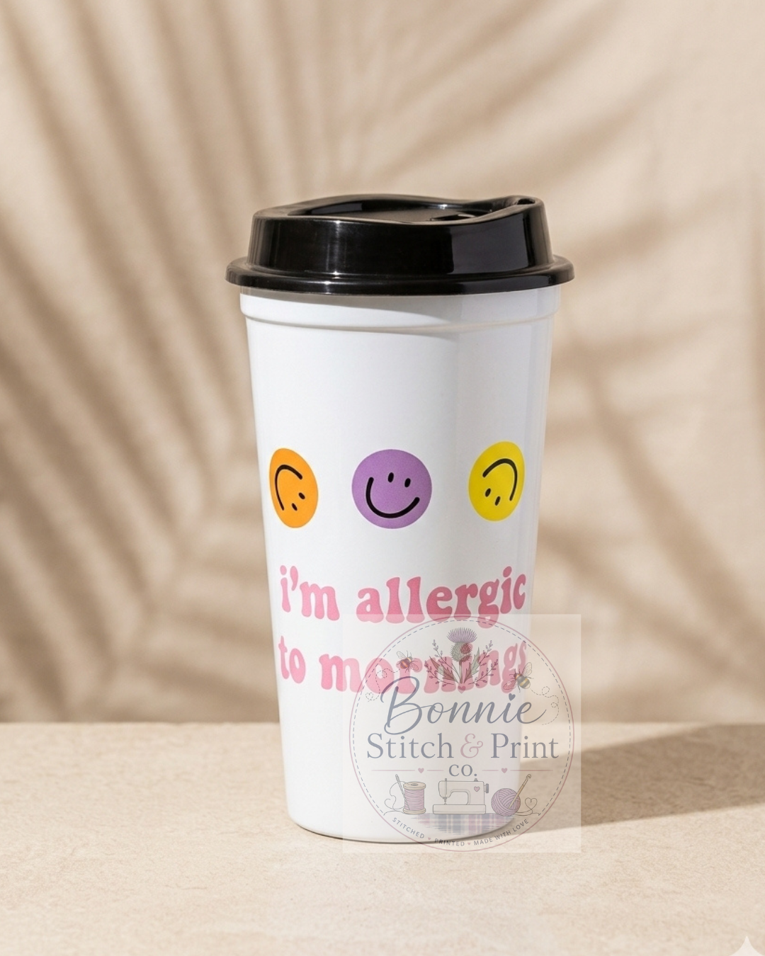 Allergic to mornings travel cup